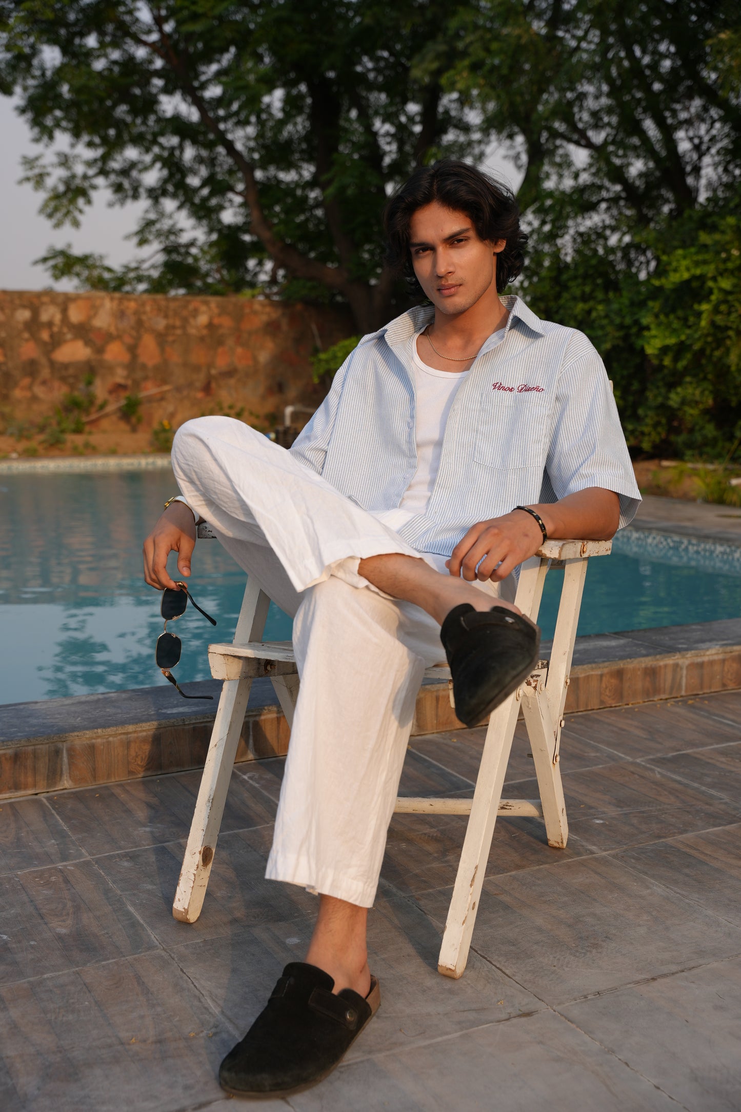 Blue stripes cotton shirt