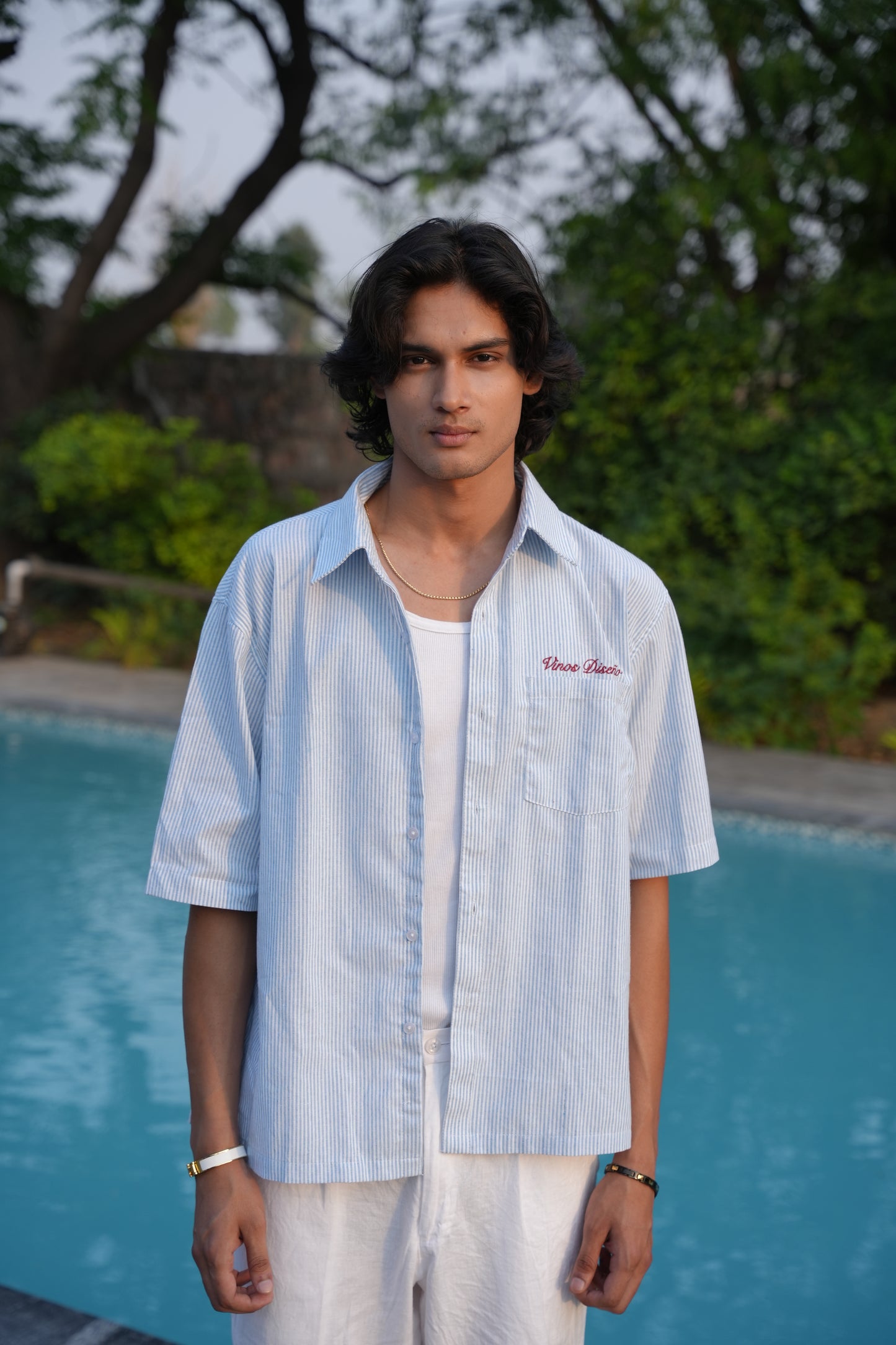 Blue stripes cotton shirt